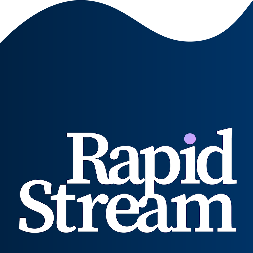 A logo with a wave-like pattern for the startup RapidStream.