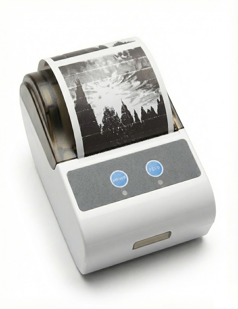 An experiment with thermal printer, printing a photo in black and white.